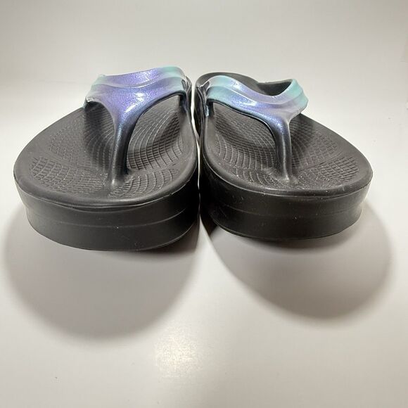 OOFOS OOLALA Luxe Flip Flop Women’s Size 7 Thong Recovery Sandals Metallic - Picture 4 of 11